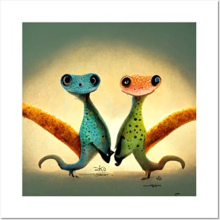 Two cute geckos staring at you Posters and Art